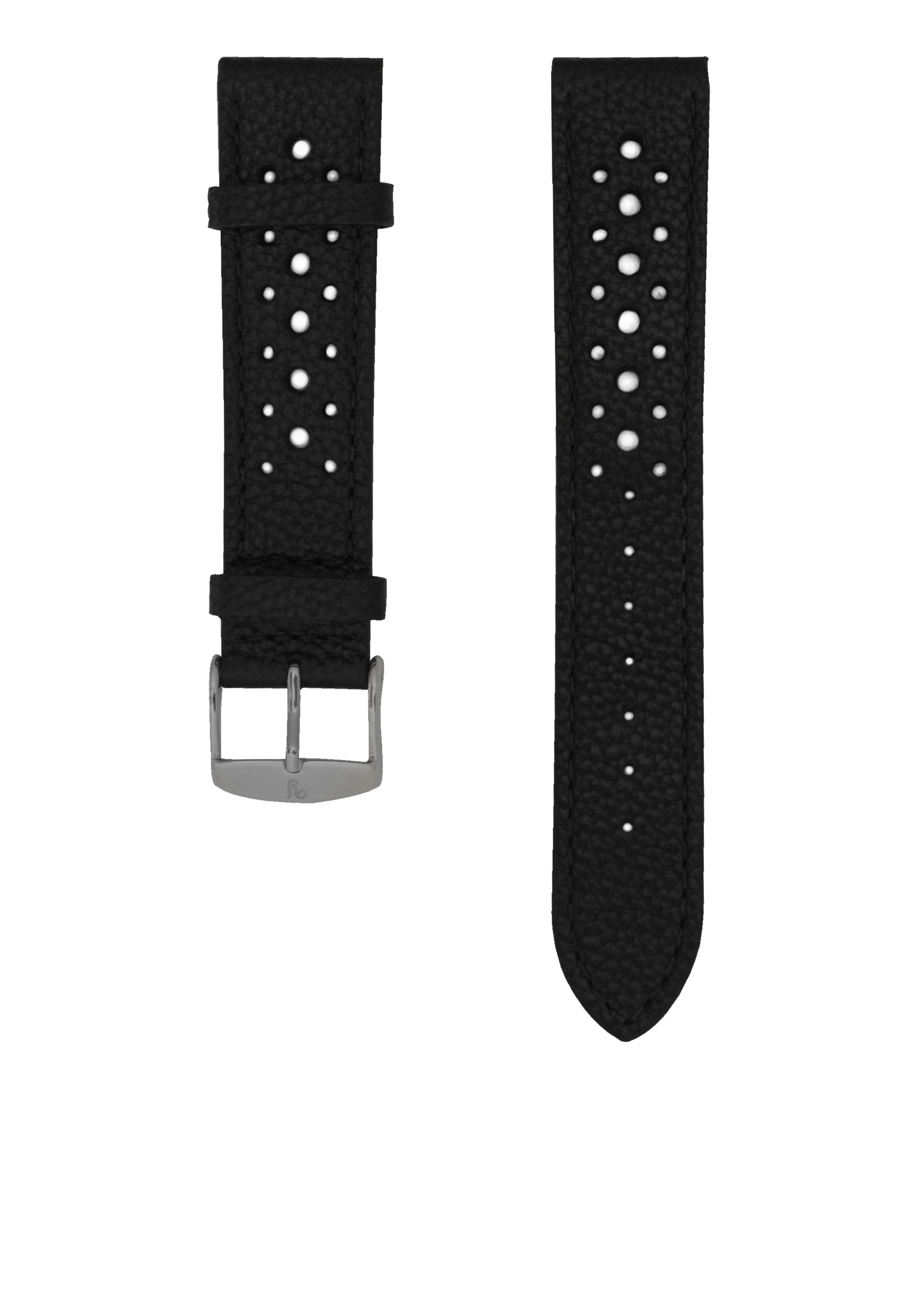 Yema Black Leather Rallye Watch Band 20mm