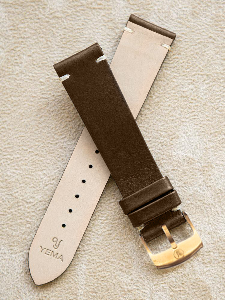 Brown Leather Vintage Watch Band 20 mm Bronze Buckle ($ 99)