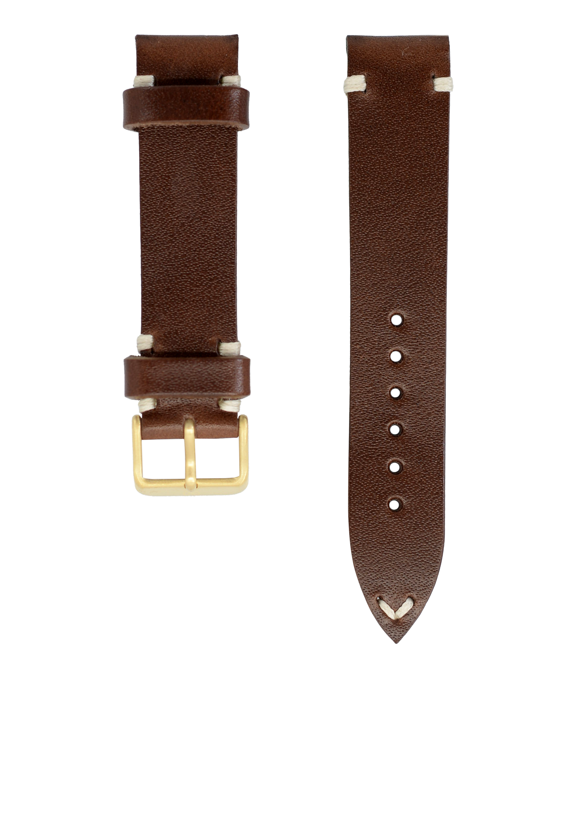 Brown Leather Vintage Watch Band 20 mm Bronze Buckle