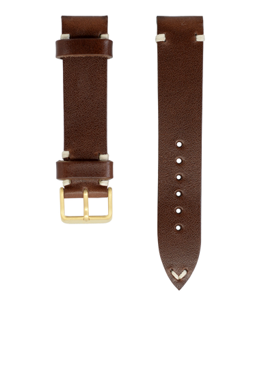 Brown Leather Vintage Watch Band 20 mm Bronze Buckle